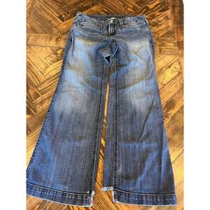 Ariat Trouser Ella Blue Jeans Women 31S Western Cowgirl Aztec Boho Fringe Flaws